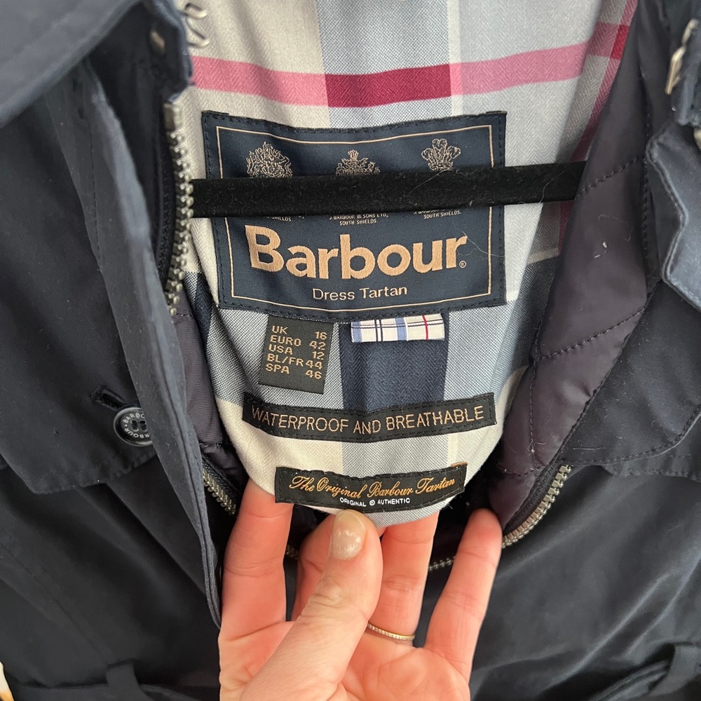 Women’s Original Barbour Tartan Jacket —US Size 12 — Navy
